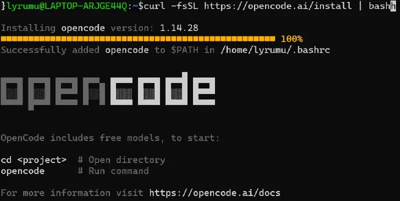 WSL 内安装 OpenCode